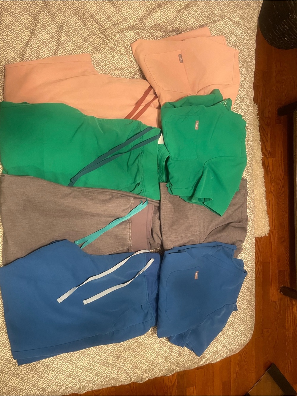 Figs Women's Jogger scrub Sets in Pink, Green, Gray, and Blue